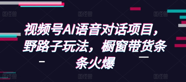 视频号AI语音对话项目，野路子玩法，橱窗带货条条火爆-启知网创 - 打造知识共享型生态‌