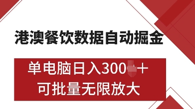 港澳餐饮数据全自动掘金，单电脑日入多张, 可矩阵批量无限操作-启知网创 - 打造知识共享型生态‌