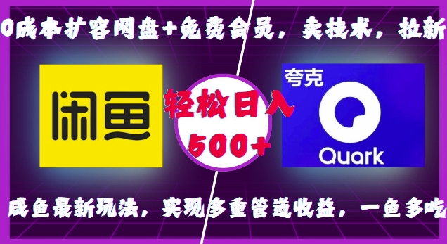 0成本扩容网盘+免费会员，卖技术，拉新，咸鱼最新玩法，实现多重管道收益，一鱼多吃，轻松日入500+-启知网创 - 打造知识共享型生态‌