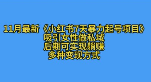 K总部落11月最新小红书7天暴力起号项目，吸引女性做私域【揭秘】-启知网创 - 打造知识共享型生态‌