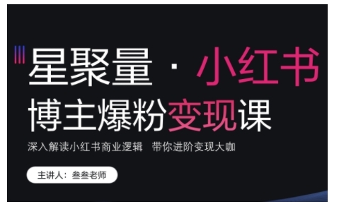 小红书博主爆粉变现课，深入解读小红书商业逻辑，带你进阶变现大咖-启知网创 - 打造知识共享型生态‌