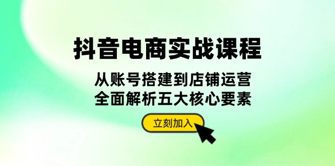 抖音 电商实战课程：从账号搭建到店铺运营，全面解析五大核心要素-启知网创 - 打造知识共享型生态‌