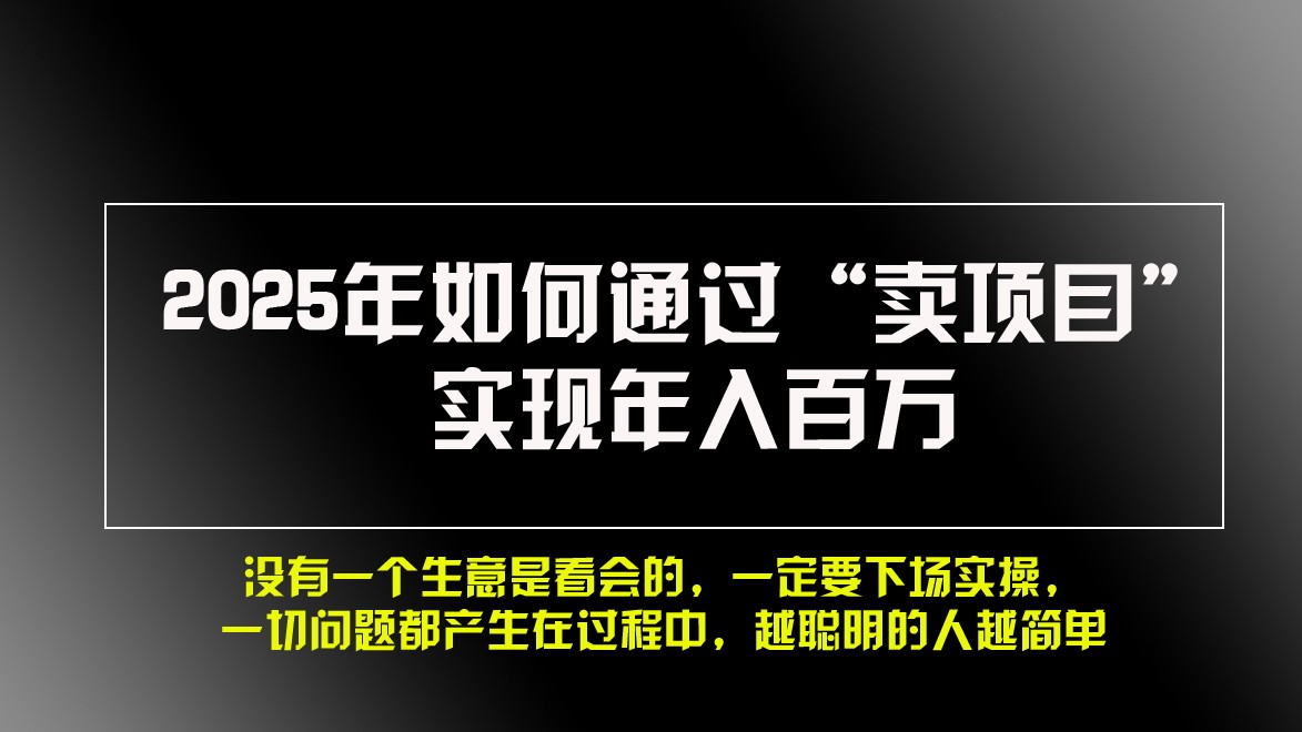 2025年如何通过“卖项目”实现年入百万-启知网创 - 打造知识共享型生态‌